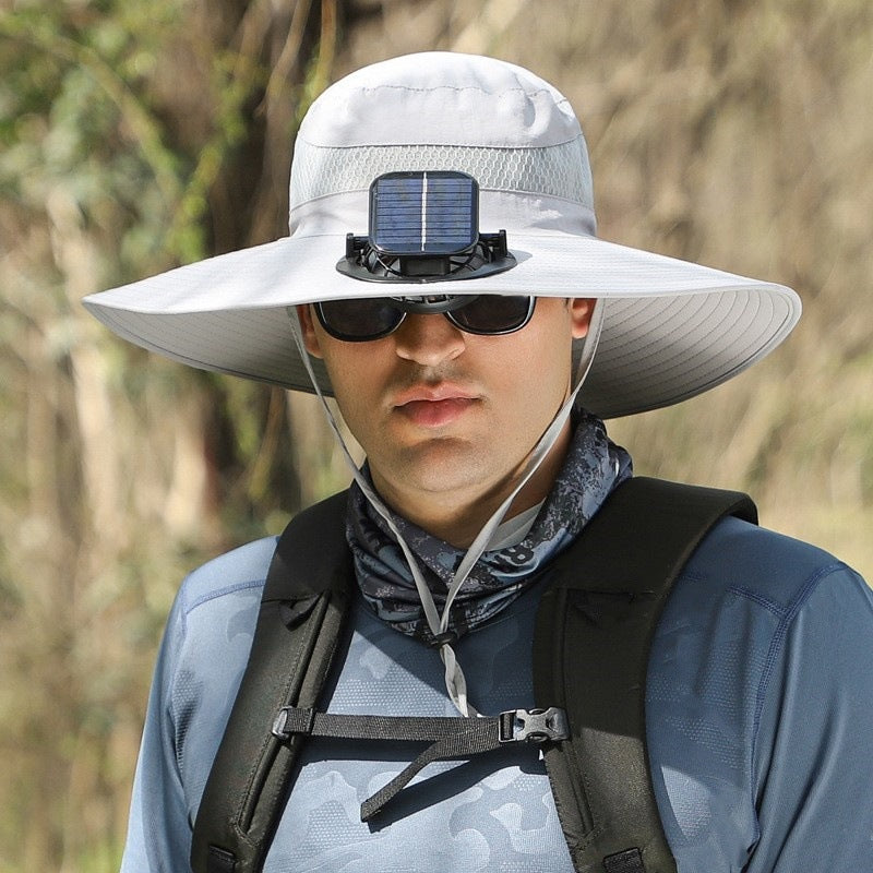 Summer Solar Fan Sun Hat for Men and Women Outdoor Fishing Bucket Hat