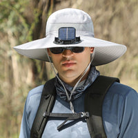 Summer Solar Fan Sun Hat for Men and Women Outdoor Fishing Bucket Hat
