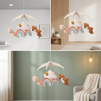 Crib Mobile with Wooden Frame Soft Baby Mobile with Soft Ornaments Nursery Hanging Toy Natural Cute for Newborns