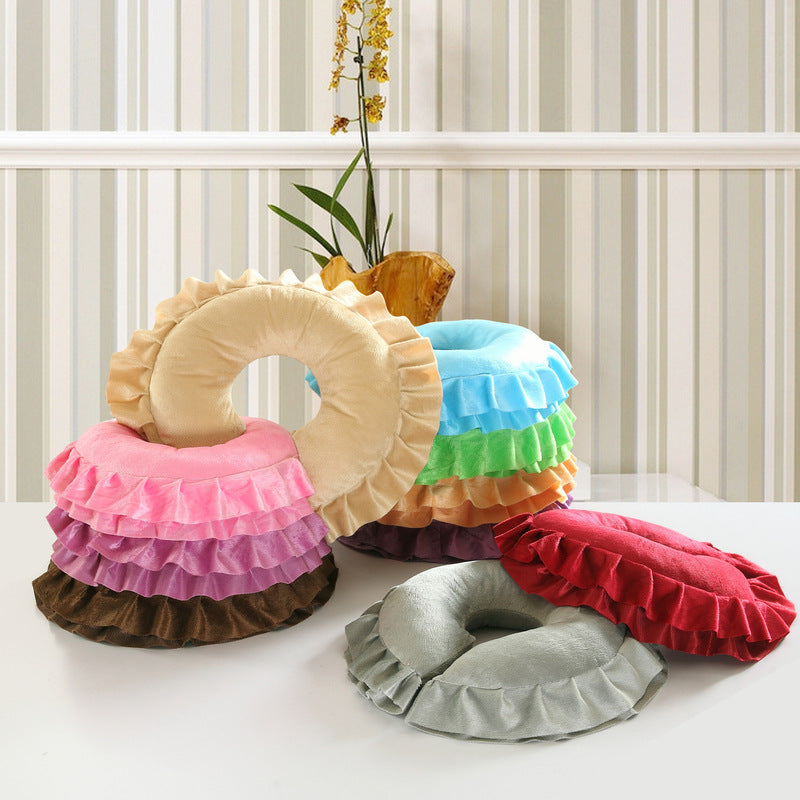 Massage Pillow Contoured for Beauty Salon Table, Polyester Fiber Fill, Brown 30x30cm Washable