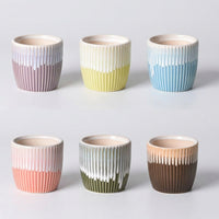 Plant Pots and Flower Pots Set of 6, Fluted Texture Small Plant Pots for Home Office, Indoor Garden Pots, Simple Creative Garden Decoration