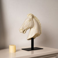 Vintage Horse Head Sculpture - Faux Marble Resin Decor for Home or Office