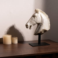 Vintage Horse Head Sculpture - Faux Marble Resin Decor for Home or Office