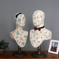 Cloth-Wrapped Mannequin Head Display Stand for Hats, Necklaces, Scarves, Window Display