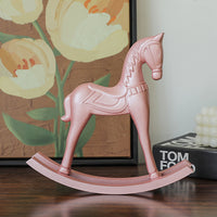European Style Creative Wooden Pink Rocking Horse Home Decoration for Living Room, Children's Room, Desk, Bar