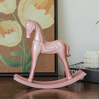 European Style Creative Wooden Pink Rocking Horse Home Decoration for Living Room, Children's Room, Desk, Bar