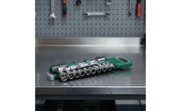 13 Pieces Reversible Socket Wrench Set with Quick Ratchet Handle Polished Socket Wrench Set with Universal Joint Compact Tool Manual for Mechanics
