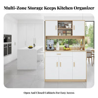 Buffet Cabinet with Drawers Freestanding Pantry Cabinet Kitchen Storage Hutch Coffee Bar Station Engineered Wood Construction Suitable for Home Living Room Kitchen Dining Room