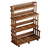 Solid Wood Stepped Plant Stand with Wheels