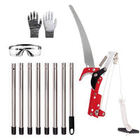 High Branch Pruning Saw with Pulley System for Effortless Tree Trimming, Long Reach Pole Saw for Garden and Orchard Maintenance