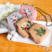 DIY Embroidery Kiss-lock Purse Kit - Cactus Design Handbag Coin Pouch Material Pack