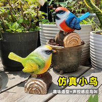 仿真感应会叫小鸟摆件户外庭院花园装饰品树脂工艺品动物摆设造景