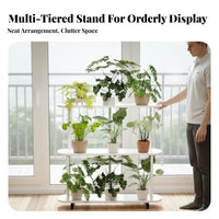 Multi-Tiered Rolling Plant Stand Floor-Standing Multitiered Plant Stand Stable design High and Low Layout for Balcony, Indoor