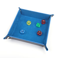 PU Leather Square Dice Tray Folding Valet Tray Desktop Organizer for Jewelry Keys Dice Storage Multi-functional