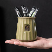 Vintage Ceramic Pen Holder Multifunctional Office Stationery Chinese Style Brush Storage Desktop Organizer