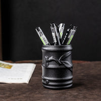 Vintage Ceramic Pen Holder Multifunctional Office Stationery Chinese Style Brush Storage Desktop Organizer