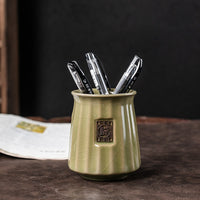Vintage Ceramic Pen Holder Multifunctional Office Stationery Chinese Style Brush Storage Desktop Organizer
