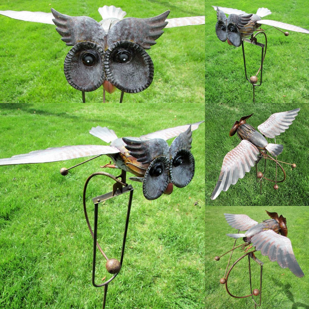 Outdoor Metal Garden Art Lifelike Owl Statues for Yard and Patio Decor