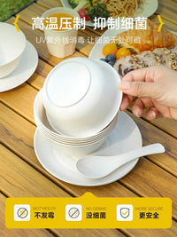 Disposable Tableware Set Food Grade Camping Picnic Home Premium Rice Husk Bowl Dish Chopsticks Spoon Cup Tablecloth 8-Piece Set