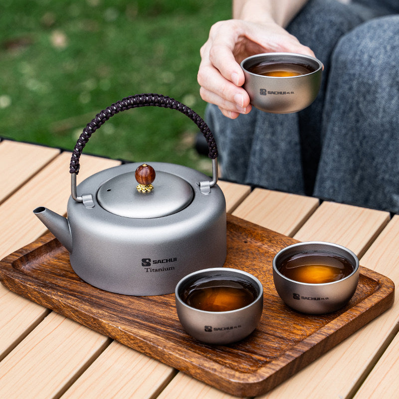 泡茶壶户外烧水壶露营便携双层茶杯具煮茶套装功夫茶煮茶水壶