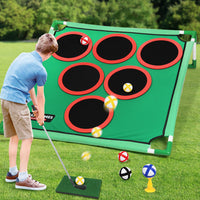 Golf Game Mat with Stand, Indoor Outdoor Sports Practice Target for Family Interactive Games
