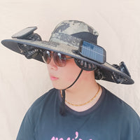 Solar Fan Hat with 6 Fans, 1000mAh, Adjustable, Polyester Mesh, Summer Outdoor Cap