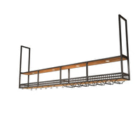 Industrial Style Iron Bar Counter Hanging Rack Wine Rack Wall Mounted Wine Cabinet with Glass Holder for Restaurant Bar