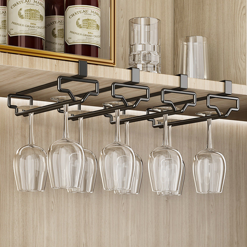 No-Drill Wine Glass Rack, Under Cabinet Stemware Holder, Hanging Wine Glass Storage Organizer for Home Bar, Light Luxury Design