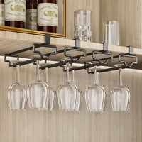 No-Drill Wine Glass Rack, Under Cabinet Stemware Holder, Hanging Wine Glass Storage Organizer for Home Bar, Light Luxury Design