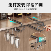 No-Drill Wine Glass Rack, Under Cabinet Stemware Holder, Hanging Wine Glass Storage Organizer for Home Bar, Light Luxury Design