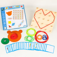 Montessori Geometric Pegboard Early Education Toy for Kids, Preschool Educational Math Wooden Pegboard