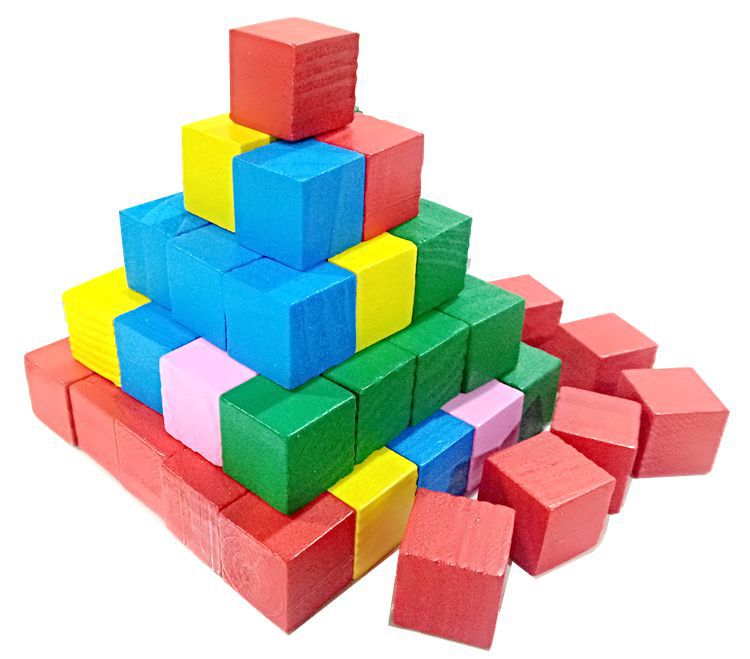 Wooden Square Colorful Building Blocks for Elementary Math Education, Early Childhood Learning Cubes 2cm