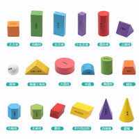Geometric Shapes Wooden Blocks for Elementary School, Recognizing 3D Shapes, Cubes, Rectangular Prisms, First Grade Math Manipulatives