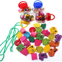 Pumpkin Bottle Wooden Beaded Lacing Toy for Toddlers and Kids - Educational Montessori Fine Motor Skill Game