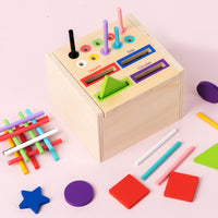 Montessori Wooden Shape and Color Sorting Toy for Toddlers 1-3 Years Old - Educational Coin Box Puzzle