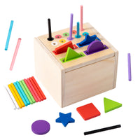 Montessori Wooden Shape and Color Sorting Toy for Toddlers 1-3 Years Old - Educational Coin Box Puzzle