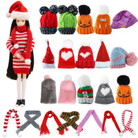 Dollhouse Miniature Christmas Hat Halloween Prop Scarf Knitted Scarf Cute Bear Cartoon Doll Hat Wholesale