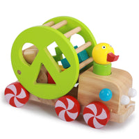Baby 1-3 Years Old Wooden Intellectual Educational Duck Pull-Along Toy Children's Wooden Trailer Building Blocks