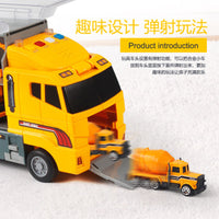 Large Container Truck Toy Set for Kids, Simulation Engineering Vehicle Alloy Car Sliding Toy, Fire Truck and Military Truck Available