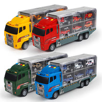 Large Container Truck Toy Set for Kids, Simulation Engineering Vehicle Alloy Car Sliding Toy, Fire Truck and Military Truck Available