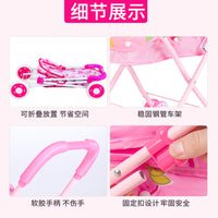 Kids Pretend Play Simulation Baby Stroller with Doll Set for Toddler Girls