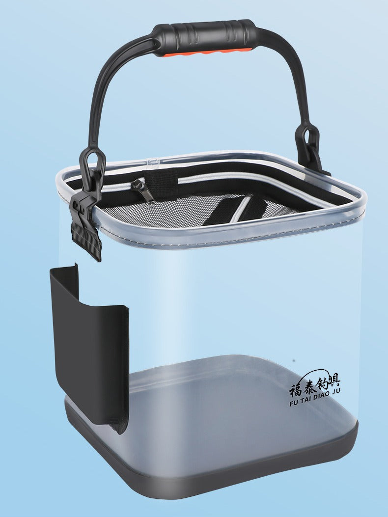 EVA Thickened Foldable Fishing Bucket with Rope Portable Live Fish Container Water Bucket Fishing Box