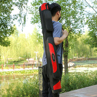 Fishing Rod Bag Double Layer Hard Shell Waterproof Fishing Tackle Bag Shoulder Pole Bag
