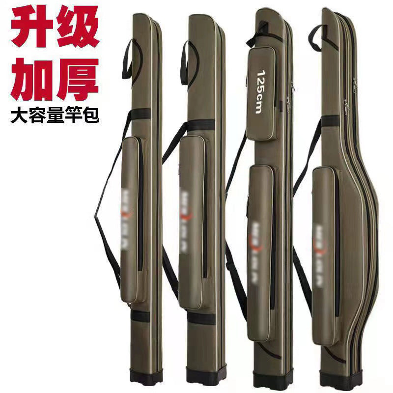 Hard Shell Fishing Tackle Bag Multi-functional Fishing Rod Bag Waterproof Large Capacity Double Layer 1.25m