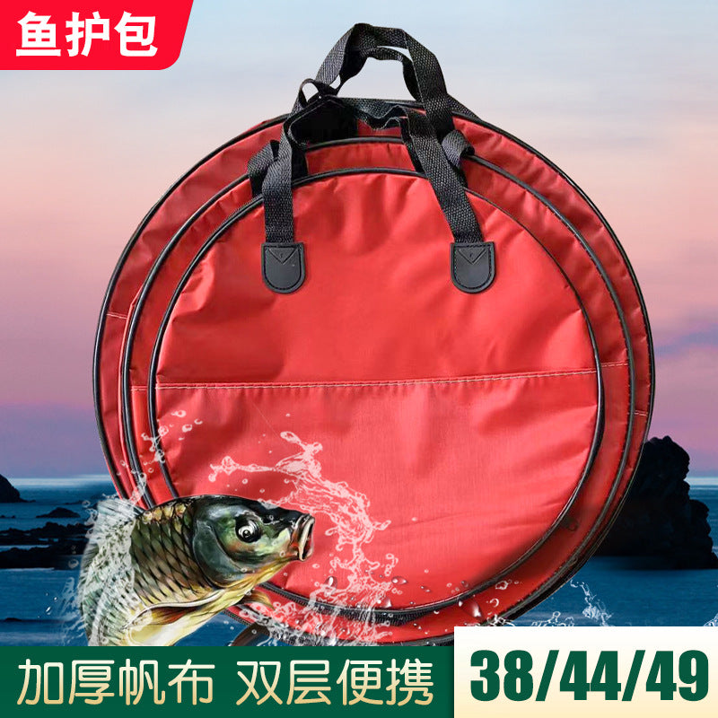 Double-Layer Fishing Bag with Side Pockets, Thickened Canvas Fish Guard Bag, Fishing Tackle Storage