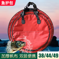 Double-Layer Fishing Bag with Side Pockets, Thickened Canvas Fish Guard Bag, Fishing Tackle Storage