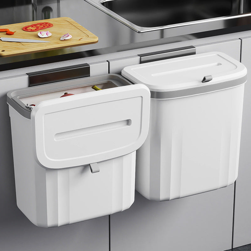 Wall-Mounted Trash Can for Kitchen Bathroom Toilet with Lid Household Storage Bin