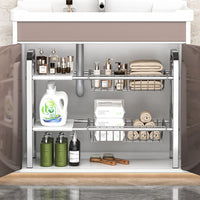 Under Sink Organizer, Expandable 2-Tier Stainless Steel Storage Rack for Kitchen Cabinet, Pots, Pans, Spices