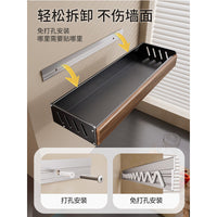 胡桃木厨房置物架多层调料架中古风免打孔壁挂锅盖刀筷勺收纳架子