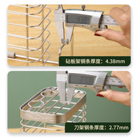 Stainless Steel Pot Lid Chopping Board Knife Holder 2-in-1 Kitchen Organizer Rack Anti-bacterial Rust-proof